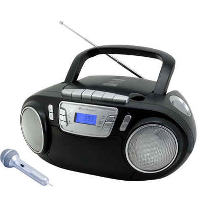 Soundmaster SCD5800SW CD-Player Kassettenrekorder tragbar LED USB Mikrofon Karaoke CD-Radiorecorder