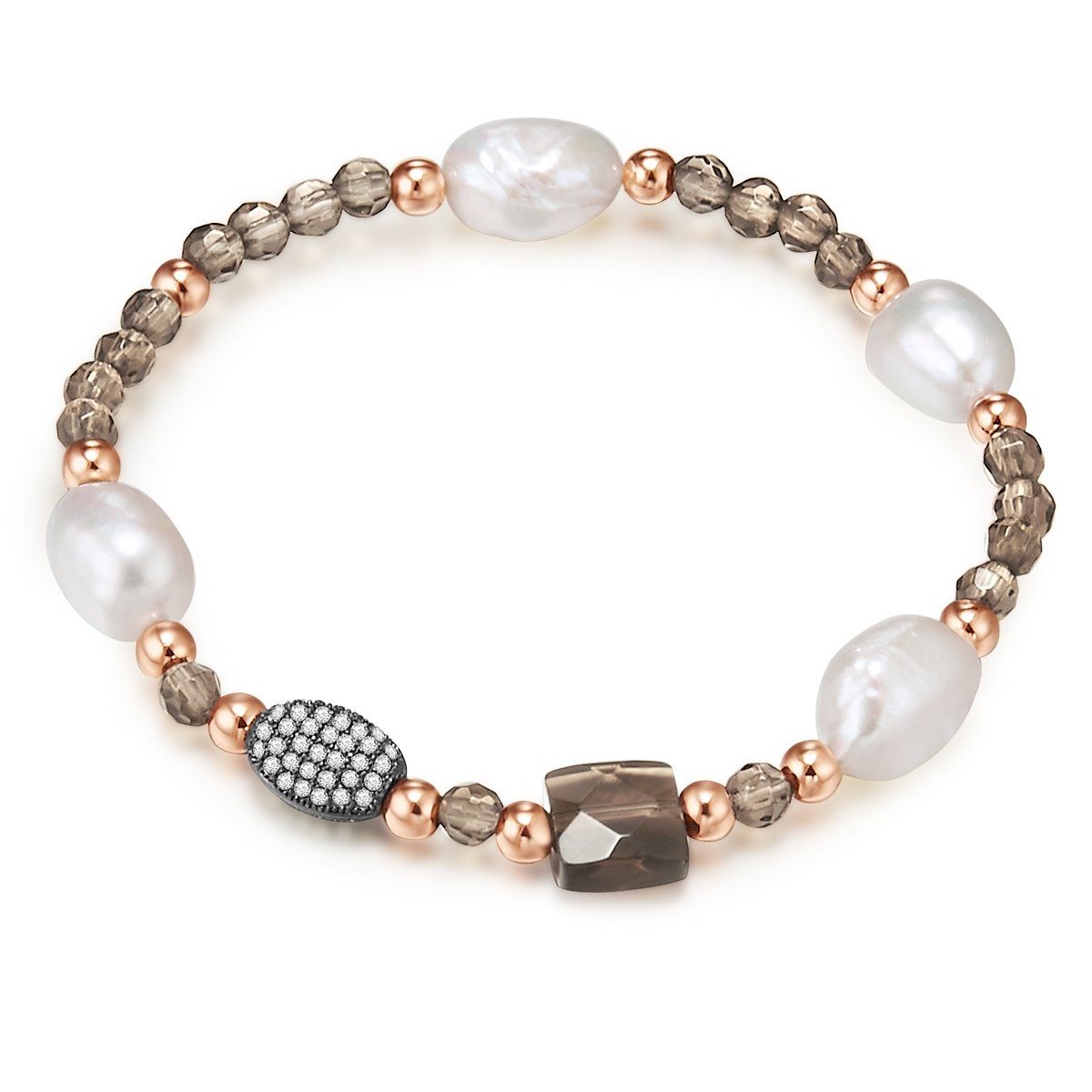Lulu & Jane Perlenarmband roségold, mit Zirkonia