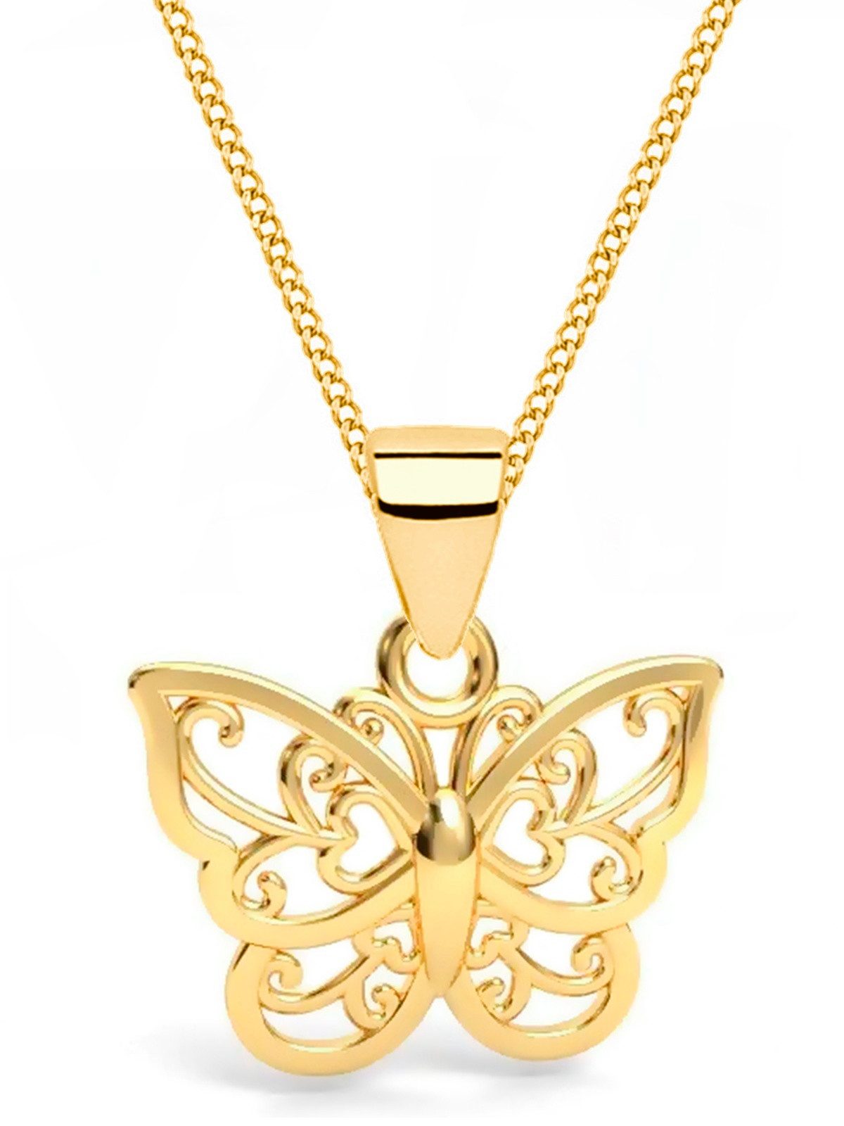 Goldene Hufeisen Kette mit Anhänger Schmetterling Halskette in Gold – Filigrane Eleganz, 925 Sterling Silber (hypoallergen)