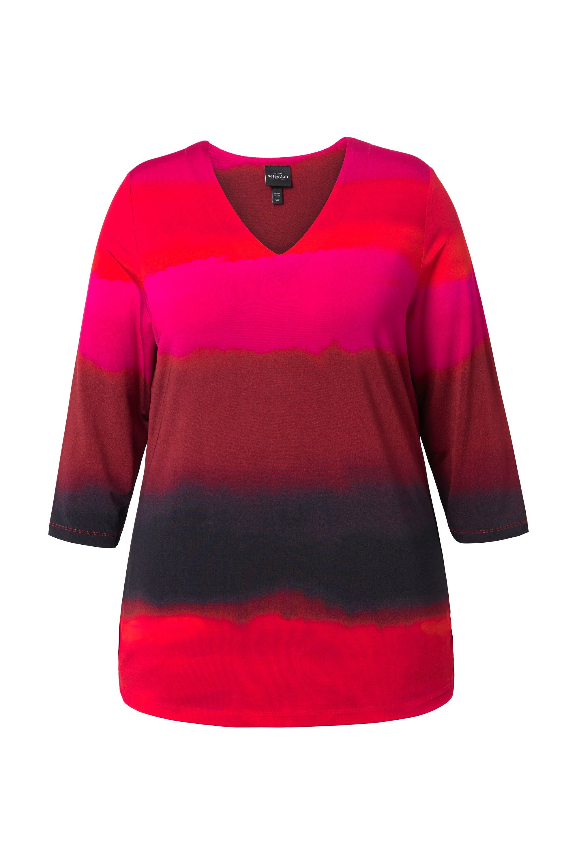 Ulla Popken T-Shirt Slinky-Shirt Farbverlauf V-Ausschnitt 3/4-Arm günstig online kaufen