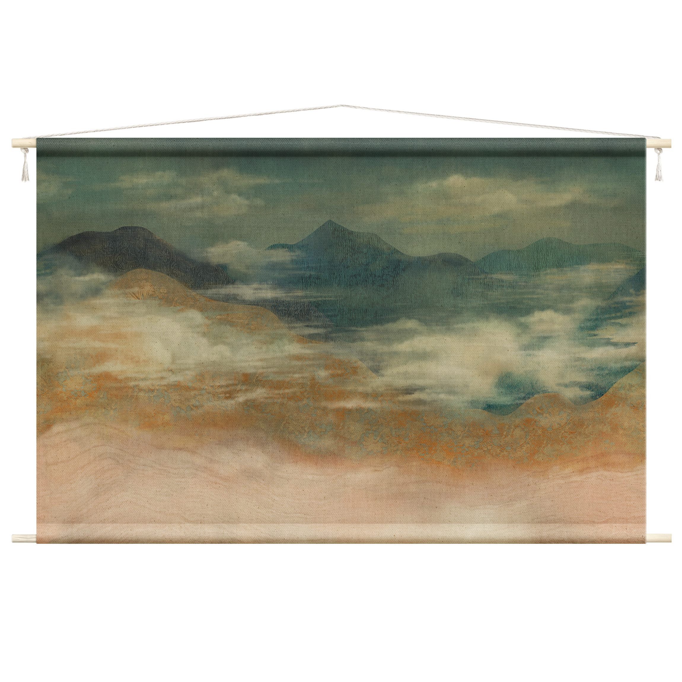 Bilderdepot24 Wandteppich modern Vintage Kunst Natur Städte braun, rechteckig, Höhe: 2.6 mm, großes Wandbild aus Natur-Baumwolle Wandbehang Stoffbild Tuch Wollseil