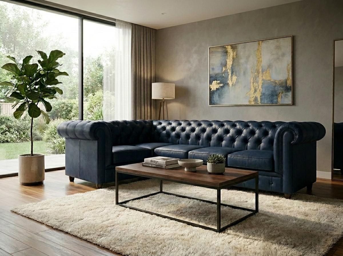 Echtleder Sofa Premium Echtleder Sessel-Set – 3-Sitzer + Ecksofa L-Form, Wohnlandschaft, Schwarz, Made In Europe