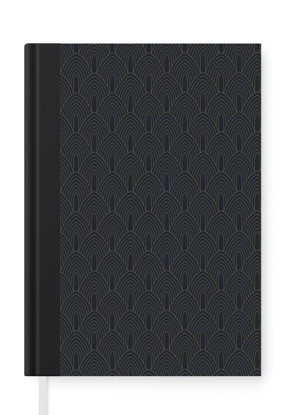 MuchoWow Notizbuch Luxus - Art Deco - Bogen - Gold, Journal, Merkzettel, Tagebuch, Notizheft, A5, 98 Seiten, Haushaltsbuch