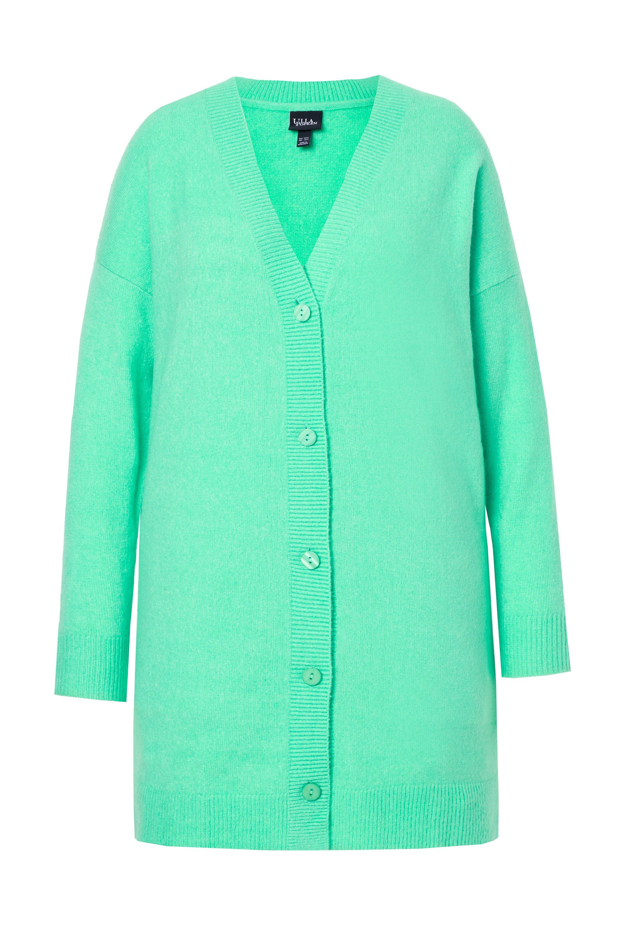 Ulla Popken Strickjacke Strickjacke Boxy Fit V-Ausschnitt Knopfleiste