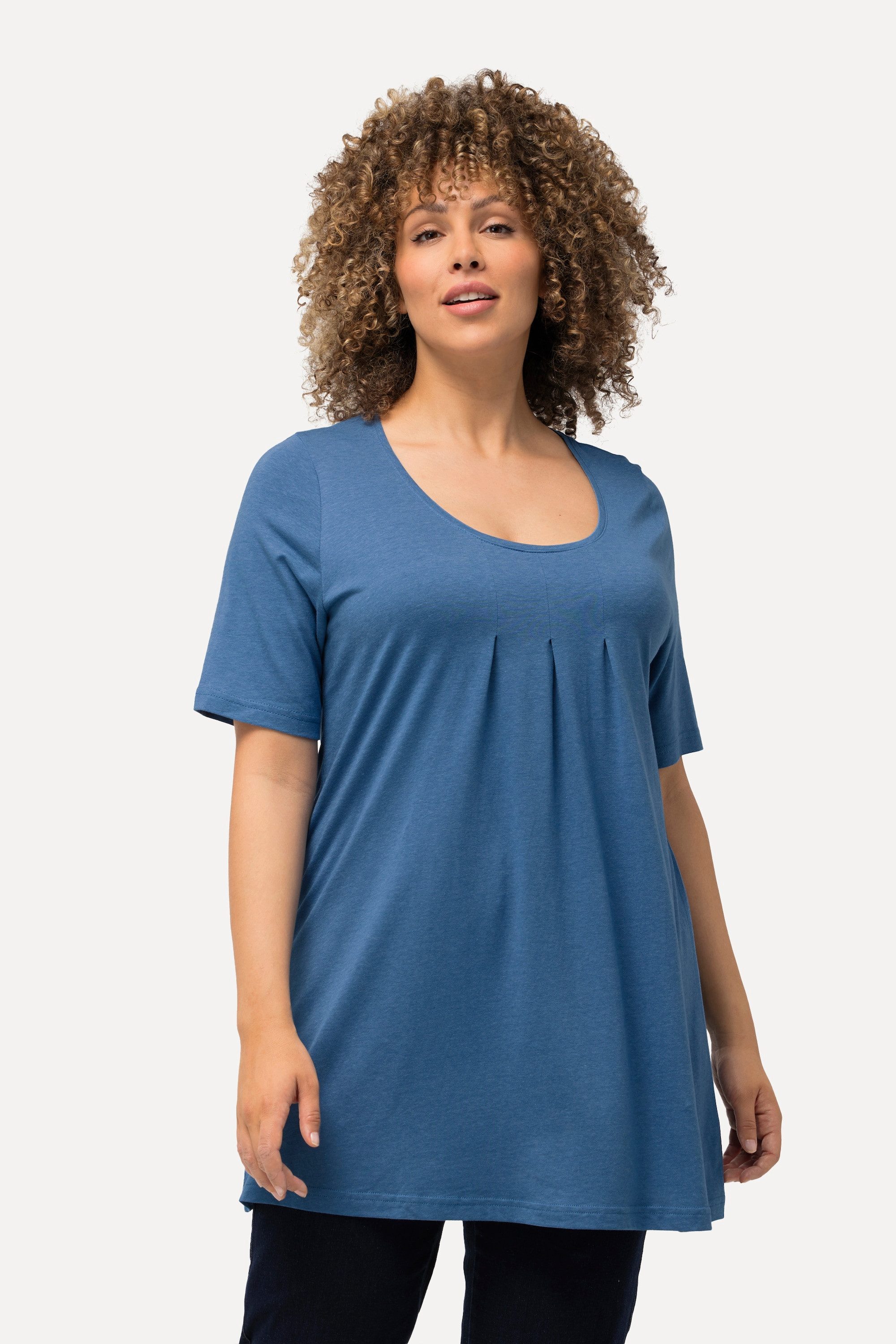 Ulla Popken T-Shirt T-Shirt Zierfalten A-Linie günstig online kaufen