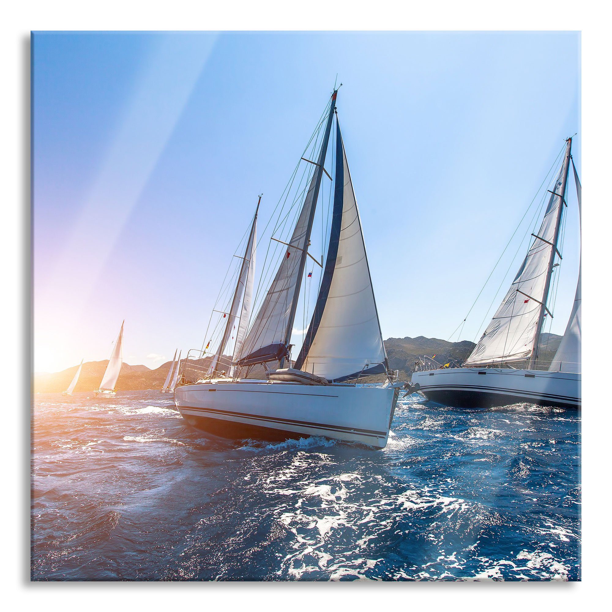 Glasbild Luxusyachten bei Segelregatta