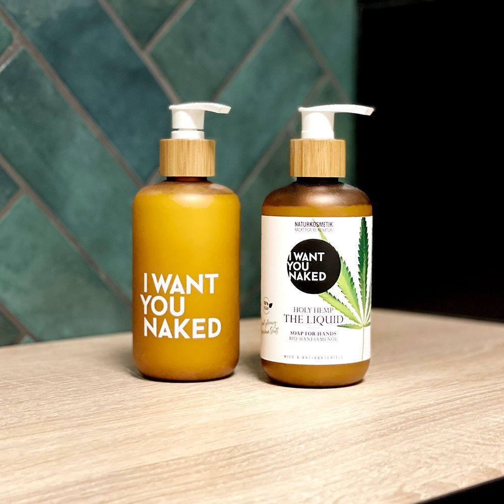 I WANT YOU NAKED Flüssigseife IWYN Holy Hemp, 1-tlg., regenerierende Handseife mit Bio-Hanfsamenöl 250ml handmade vegan