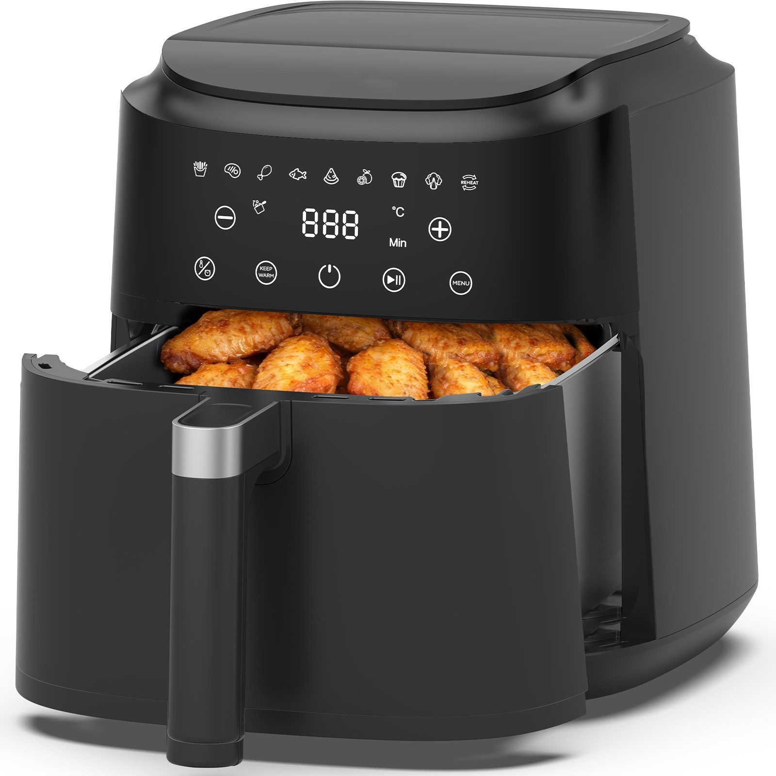 AIMAX Heißluftfritteuse Airfryer 6L, Touchdisplay, LED-Bildschirm, 9 Programme, ohne Öl, 1650 W, 360° Heißluft, Timer, 40–200°C, Spülmaschinenfest, fettarm
