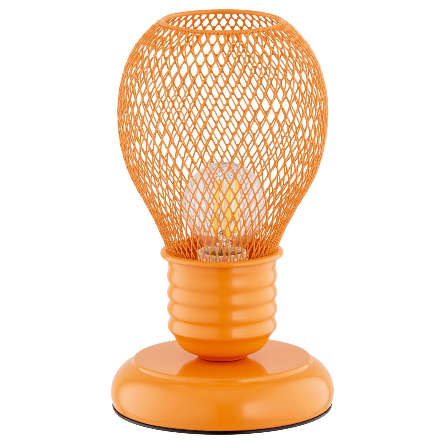 Licht-Erlebnisse Tischleuchte HIRTA, ohne Leuchtmittel, Orange Metall 21 cm hoch Käfig Schirm E14 Jungs Mädchen