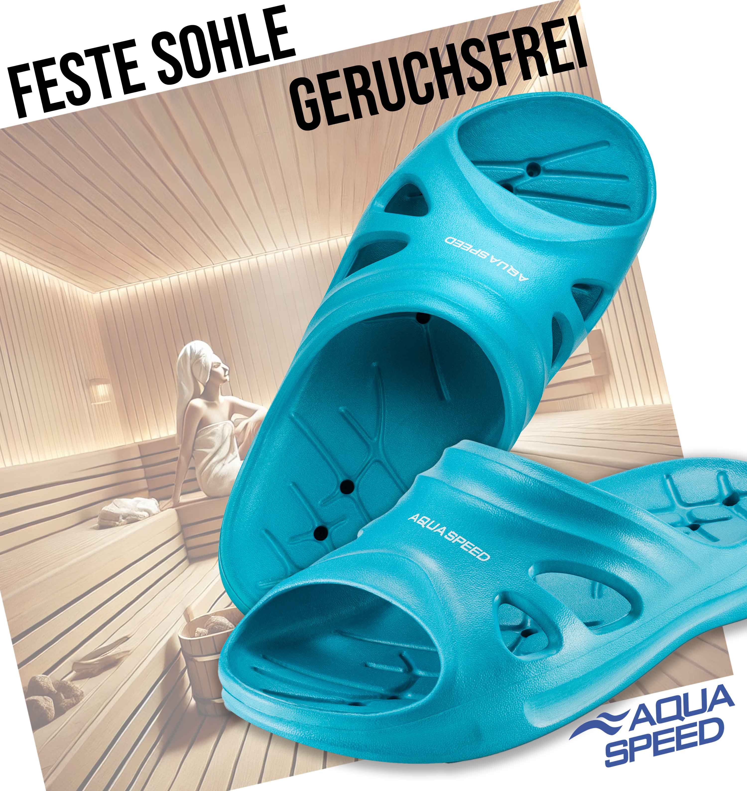 Aqua Speed Badelatschen FLORIDA + Mikrofaserhandtuch Damen Herren Kinder Badepantolette – Bild 5 von 5