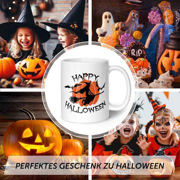 GRAVURZEILE Tasse mit Motiv im Happy Halloween Hexen Design, Keramik, 330 ml