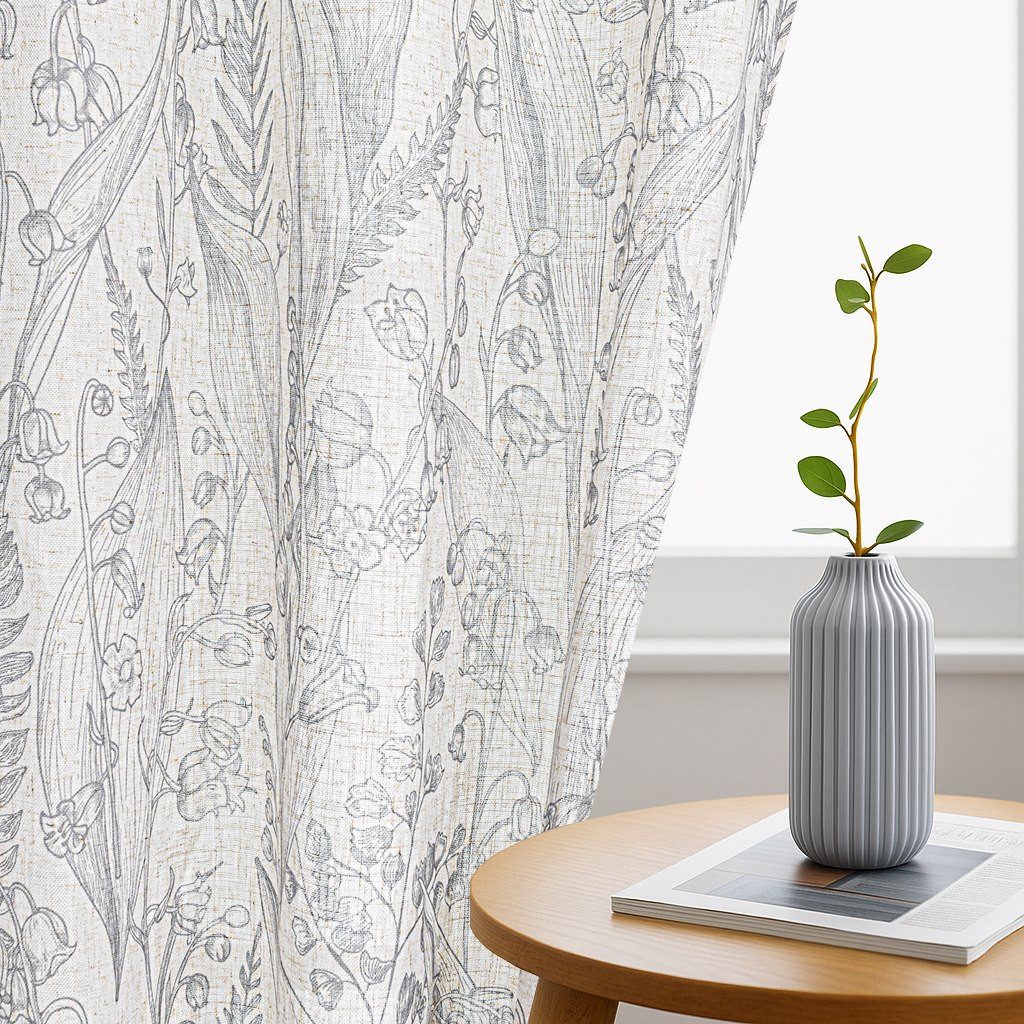 Restilo Gardine Gardine Ösen Vorhang Leinen Microfaser Blumen Muster (1 St) günstig online kaufen