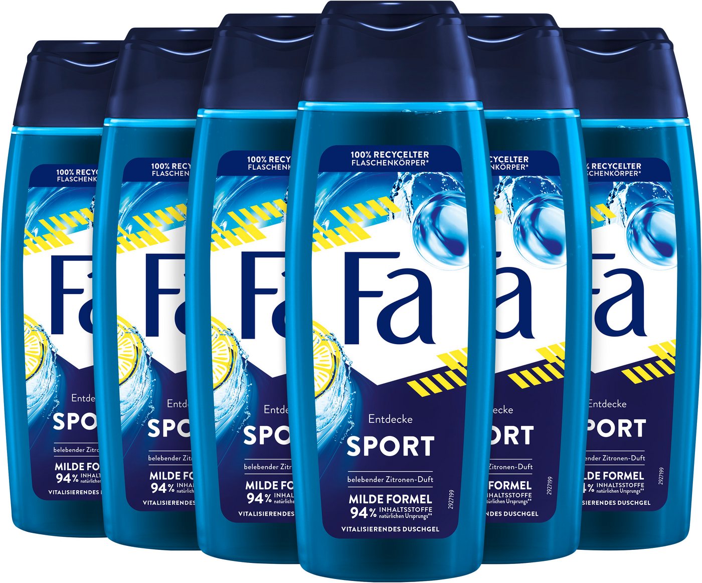 FA Duschgel Duschpflege Sport, vitalisierend-frischer Duft, 6x 250 ml, 6-tlg., milde & vegane Formel