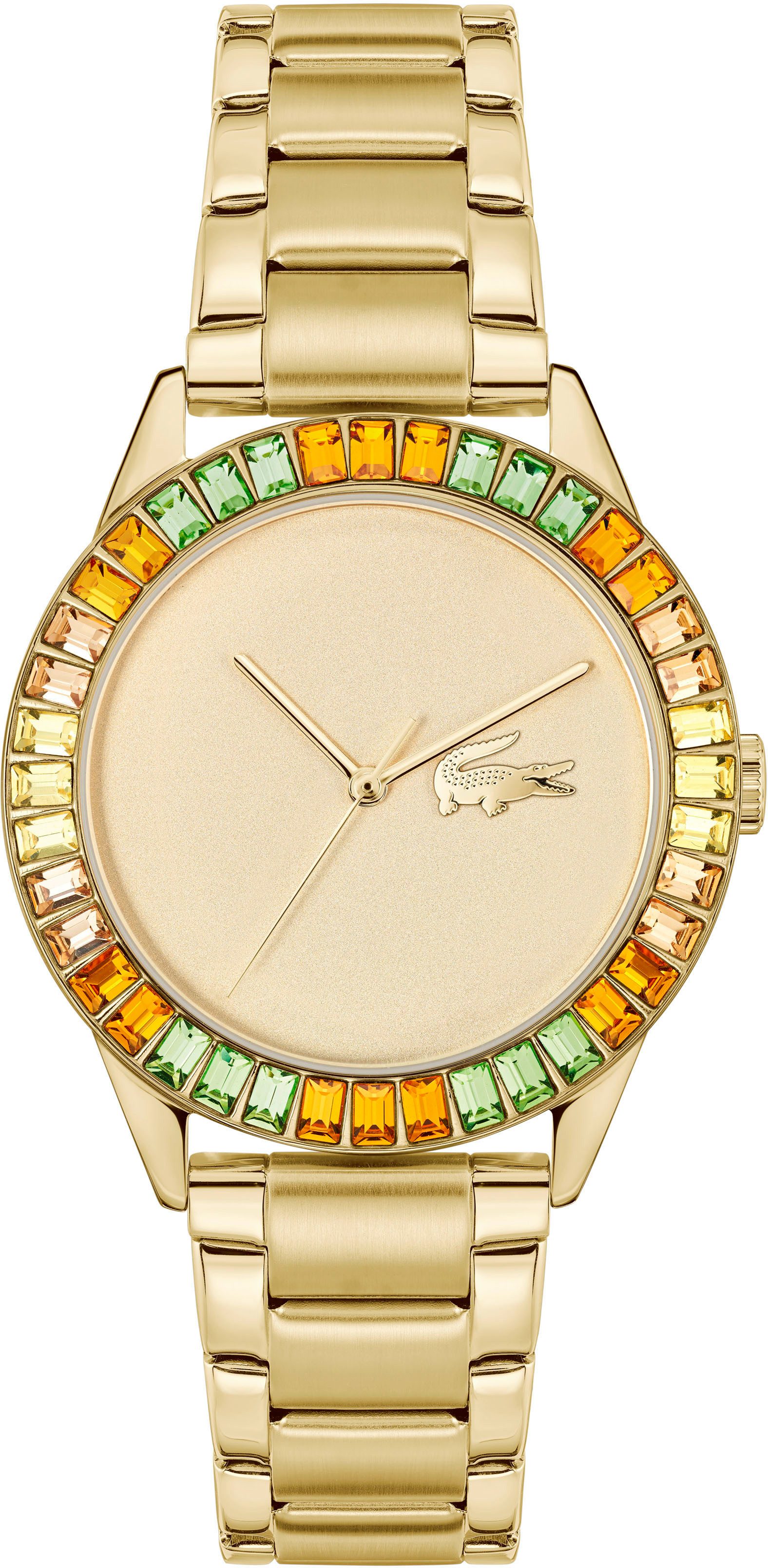 Lacoste Quarzuhr LADYCROC 2001410, Armbanduhr, Damenuhr, Edelstahlarmband, analog, Glaskristalle