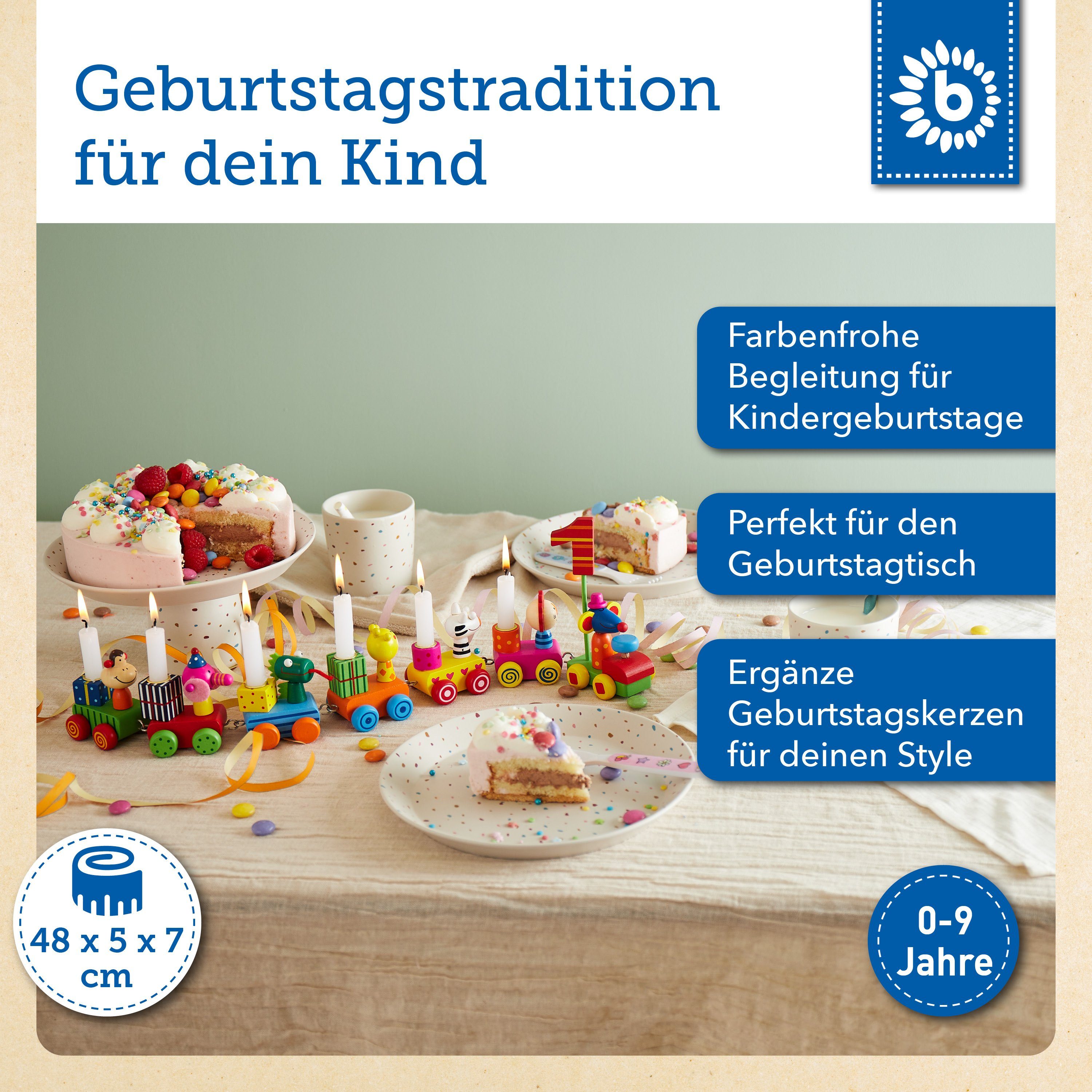 BIECO Kerzenhalter Bieco Holz Geburtstagszug Safari Look 0-9 Jahre Holz Zah günstig online kaufen