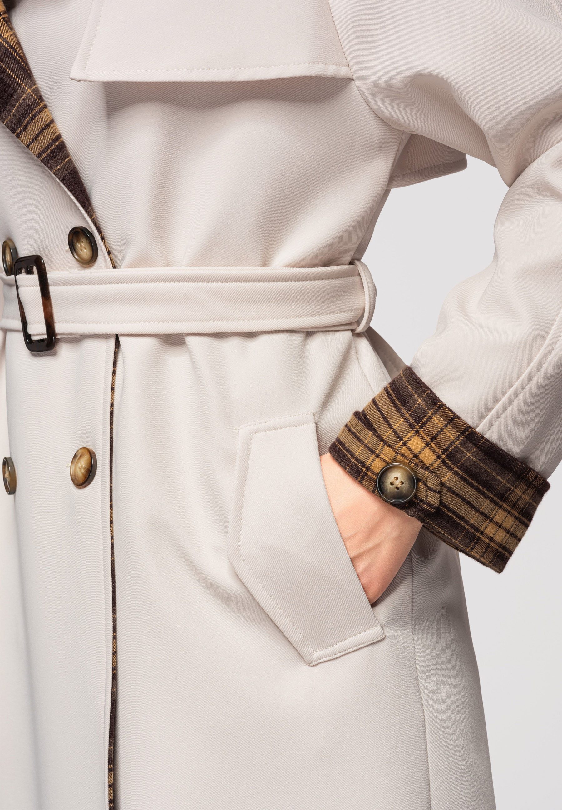 OMBRE Trenchcoat Damen Trenchcoat Klassisch Elegant (kein Set, 1-tlg) Kontrastfutter