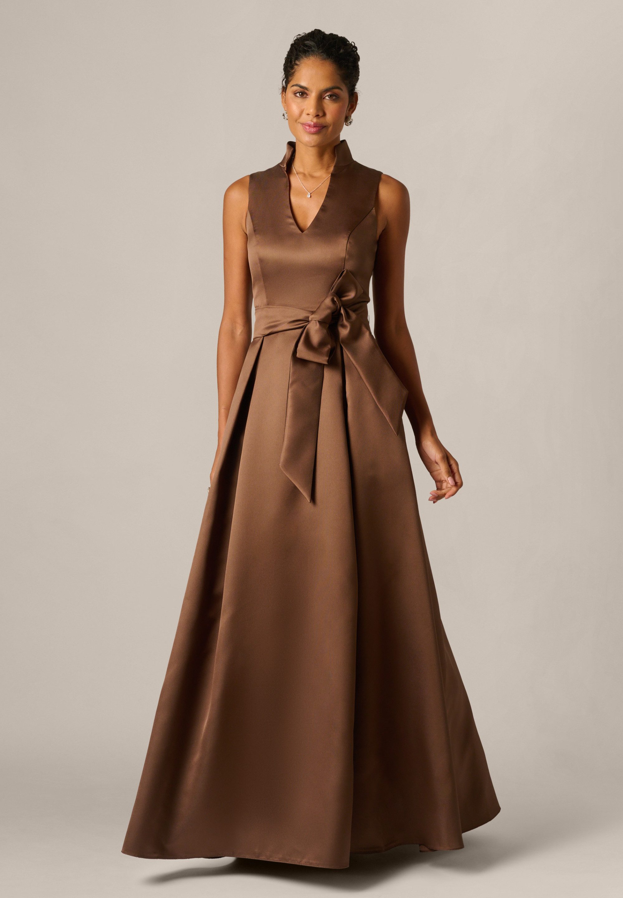 Adrianna Papell Abendkleid Mikado Tie Front Dress Elegantes, ärmelloses Ballkleid aus Mikado