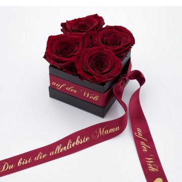 Kunstblume Allerliebste Mama auf der Welt Geschenk Rosenbox 4 konservierte Rosen Rose, ROSEMARIE SCHULZ Heidelberg, Höhe 8,5 cm, Echte Rosen haltbar 3 Jahre