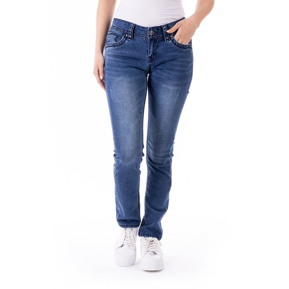 Blue Monkey 5-Pocket-Jeans Laura Slim/bold stitch | Jeans