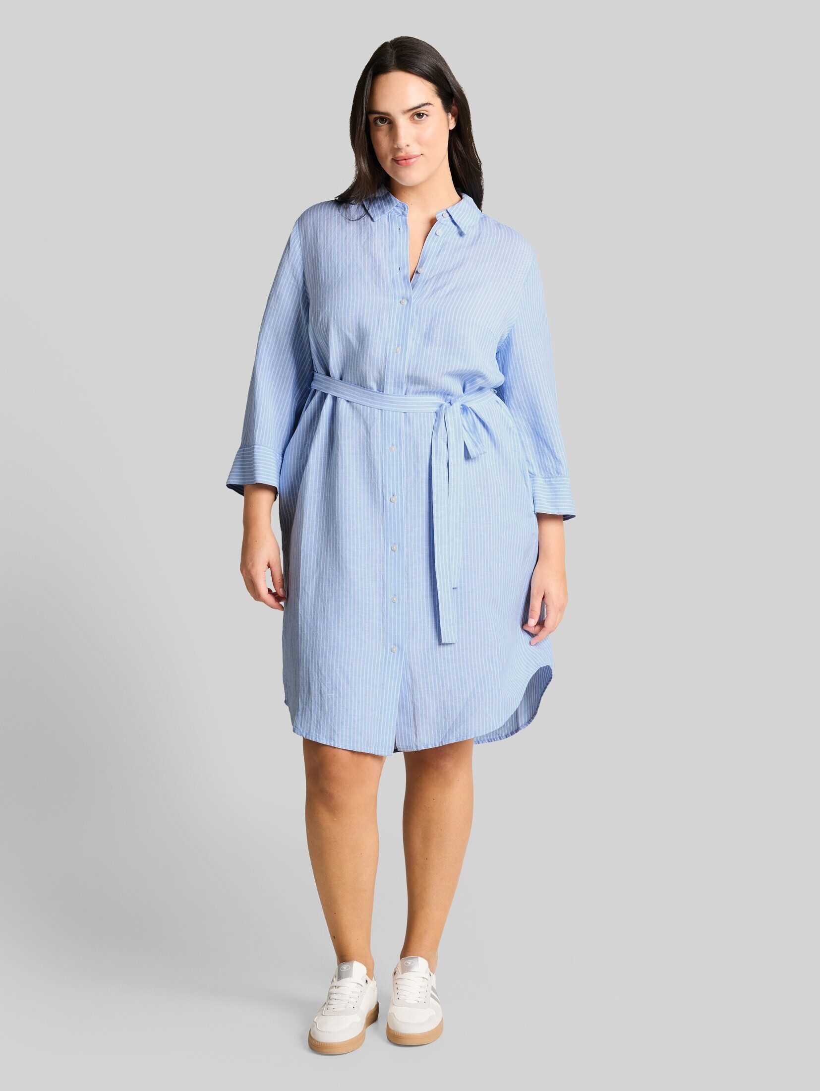 TOM TAILOR PLUS Jerseykleid Kleider & Jumpsuits Plus Size - Blusenkleid mit Leinenanteil