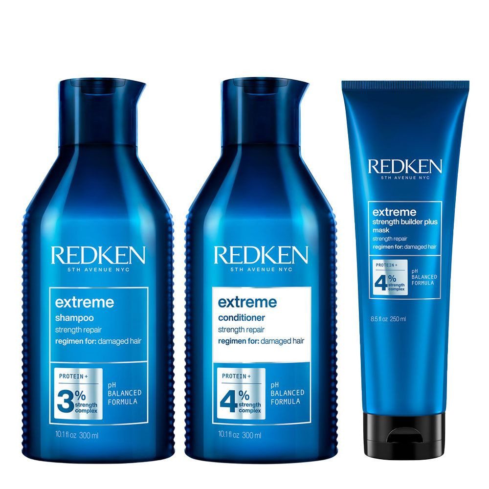 Redken Haarpflege-Set Redken Extreme Set – Shampoo + Conditioner + Strength Builder Plus, 3-tlg., reichhaltig