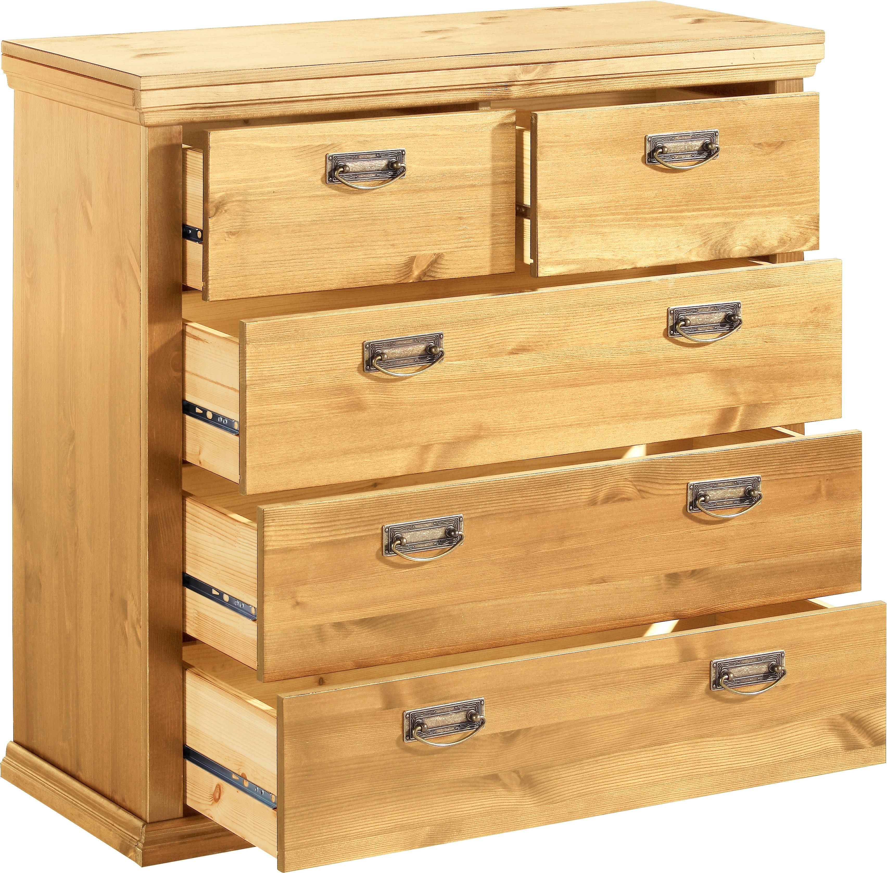 OTTO home Schubkastenkommode Madrid, aus massiver Kiefer mit 5 Schubladen, 90cm breit