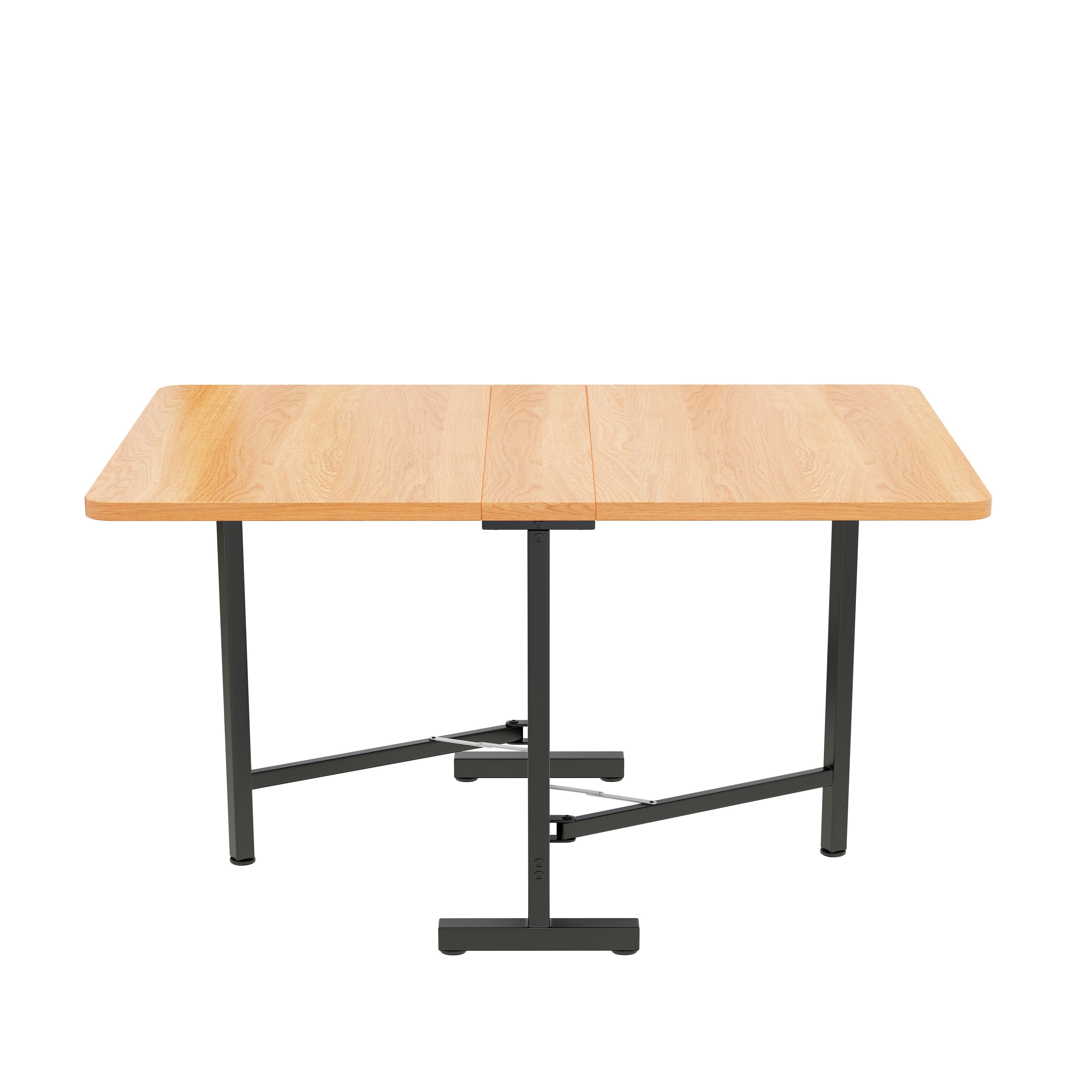 Flieks Esstisch (1-St., faltbar Tischpaltte 15-120cm), klappbar Küchentisch Schreibtisch Holzmaserung Eisenbeine