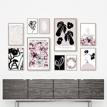 homestyle-accessoires Poster Bilder Set LES TROPIQUES PFINGSTROSEN ABSTRAKT DIN A3/A4/A5, (10 St), Ohne Bilderrahmen