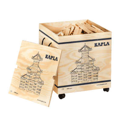 KAPLA® Spielbausteine 1000 Stück Box Bausteine Starterbox Pinienholz Steine Holzbausteine, (1000 St), Naturbelassen
