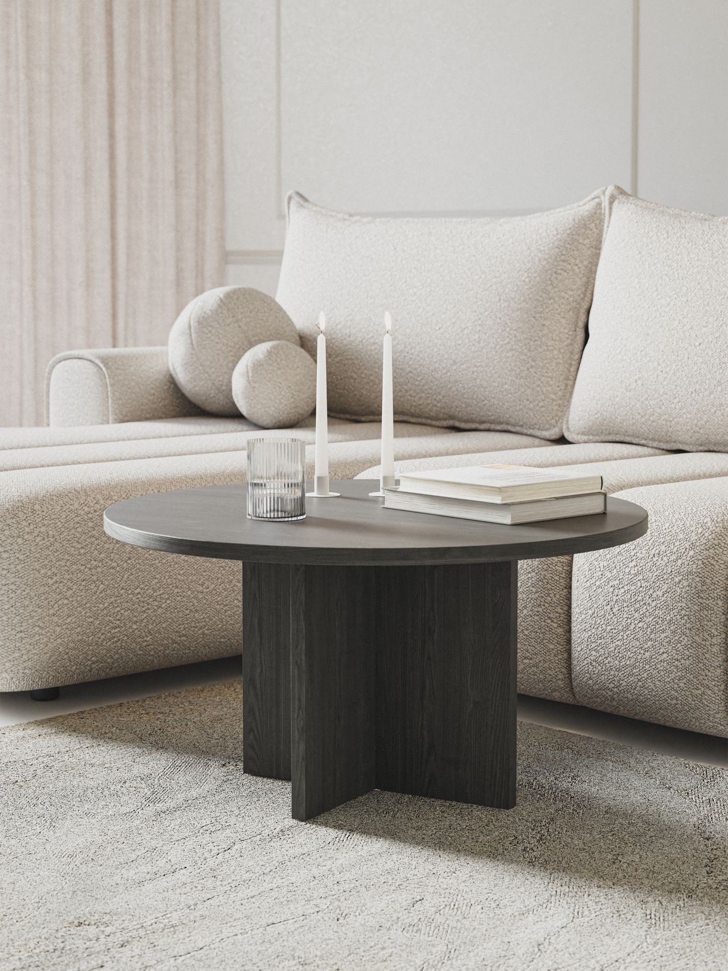 Selsey Couchtisch OVO, Couchtisch rund mit Holznachbildung, 76 cm günstig online kaufen