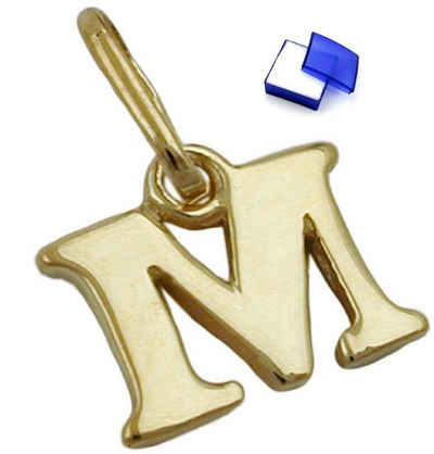 unbespielt Buchstabenanhänger Schmuck Kettenanhänger Anhänger Buchstabe M aus 375 Gold 7 x 8 mm, Goldschmuck für Damen und Herren