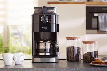 Philips Kaffeemaschine mit Mahlwerk Grind & Brew HD7769/00, 1,2l Kaffeekanne, doppeltes Bohnenfach, edelstahl/schwarz