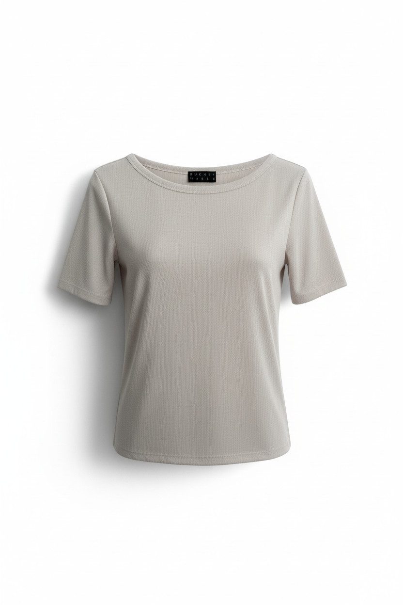 Zuckerwatte T-Shirt modisches Rundhalsshirt, Rippoptik, weiche Modalmischun günstig online kaufen