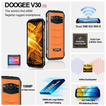 DOOGEE V30 Smartphone (6,58 cm/6.5 Zoll, 8 GB Speicherplatz, 108 MP Kamera, 6.58" FHD+ 5G ESIM 8GB+256GB, 108MP+20MP 10800mAh Duale Lautsprecher)