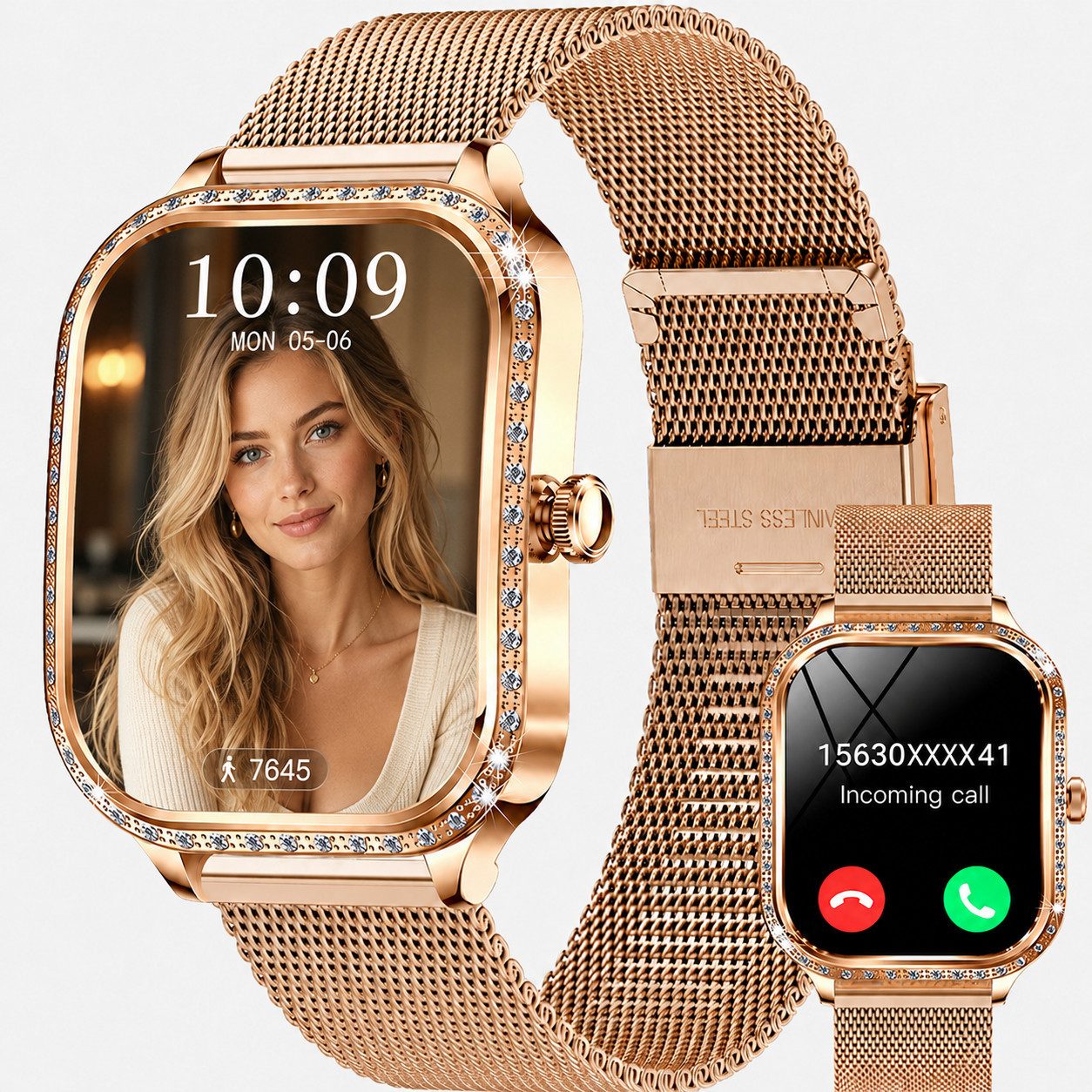 ibettertec Smartwatch Damen Herren, Neueste Fitness Uhr mit Anruffunktion Smartwatch (4,45 cm/1,75-Zoll-TFT-LCD-Touchscreen Zoll) IP68 Wasserdicht,Uhren Watch für Android IOS, Fitnessuhr Tracker mit Pulsmesser Schrittzähler Schlafmonitor