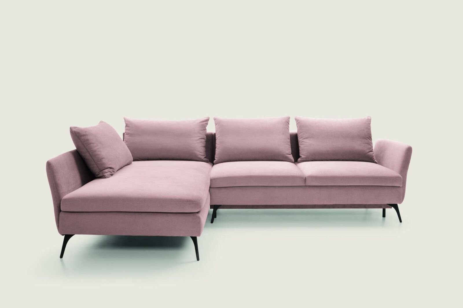 JVmoebel Ecksofa, Wohnzimmer Grün Möbel Textil Sofas Ecksofa L Form Couch Rosa