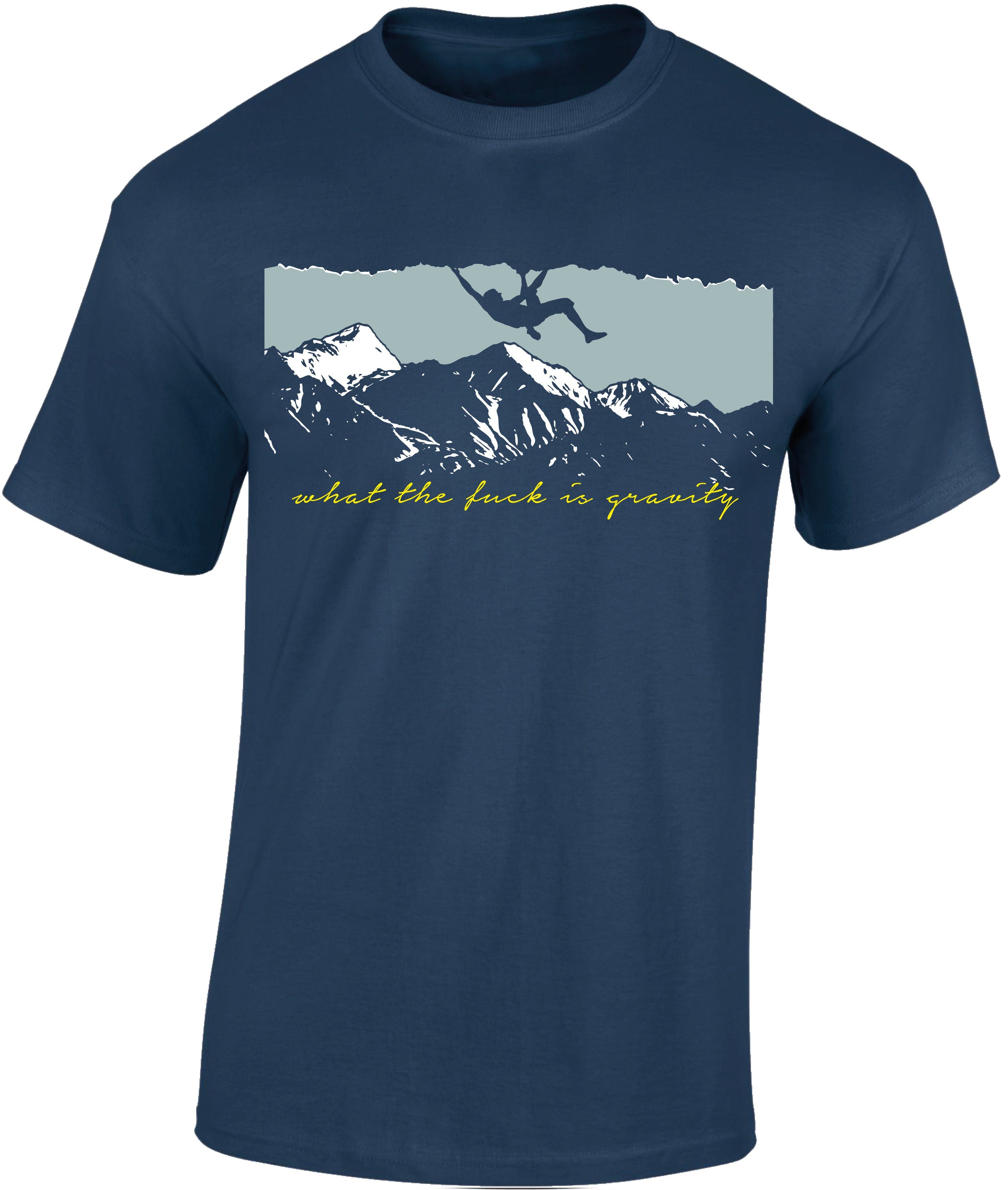 Print-Shirt Kletter Tshirt: "What is gravity?" - T-Shirt Kletter Zubehör