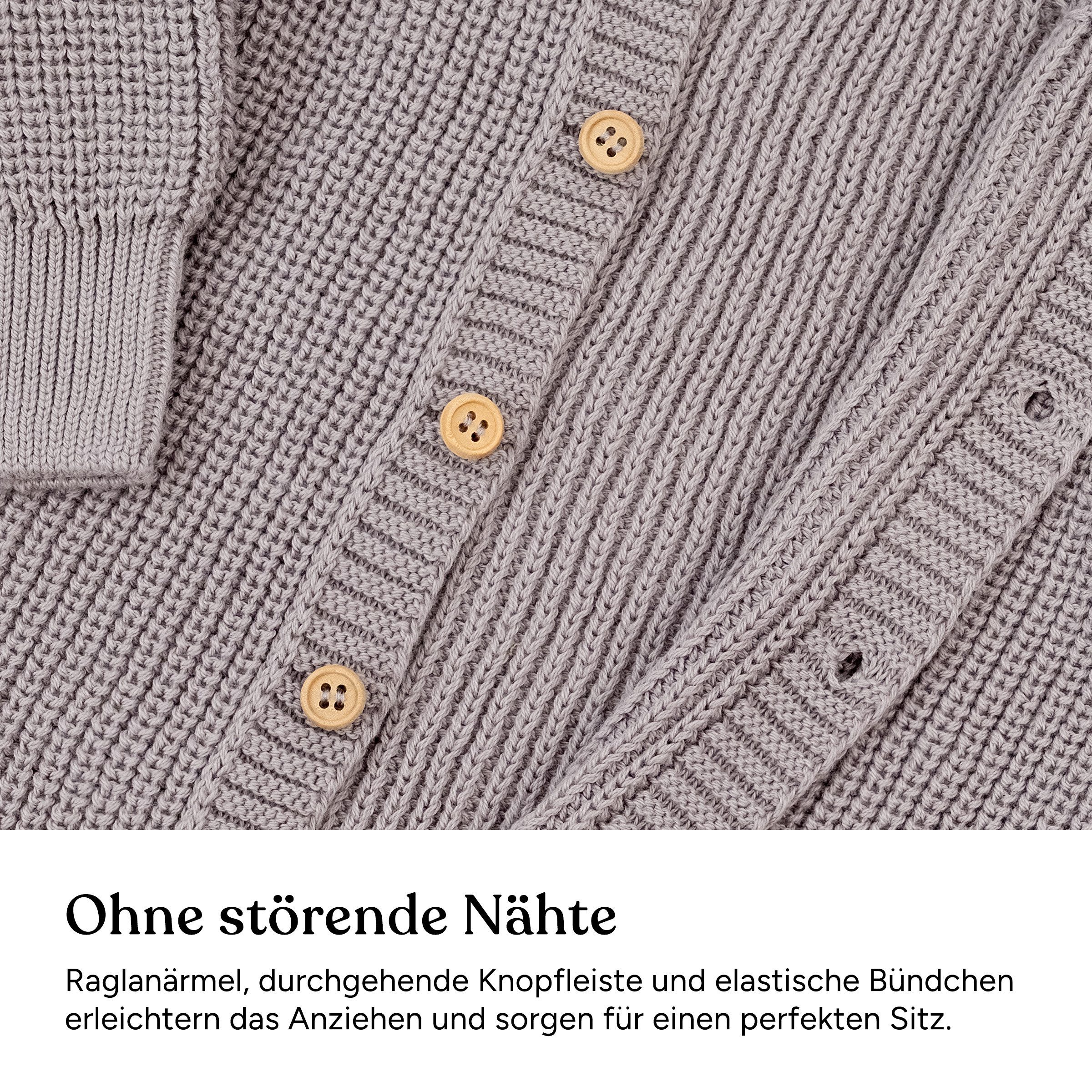 Ehrenkind Strampler Strickoverall Baby aus Bio-Baumwolle mit Knöpfen (Hellgrau, weich & atmungsaktiv, temperaturregulierend) Für jede Jahreszeit – Bild 5 von 5