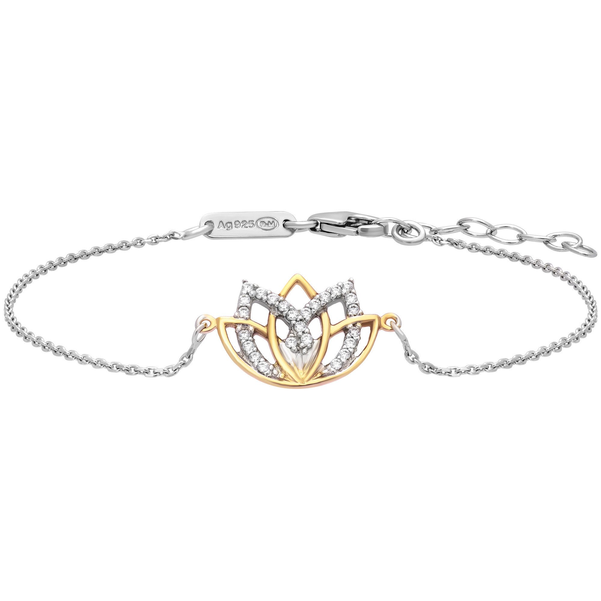 Julie Julsen Armband 925 Silber rhodiniert teils vergoldet Lotusblüte Zirkonia