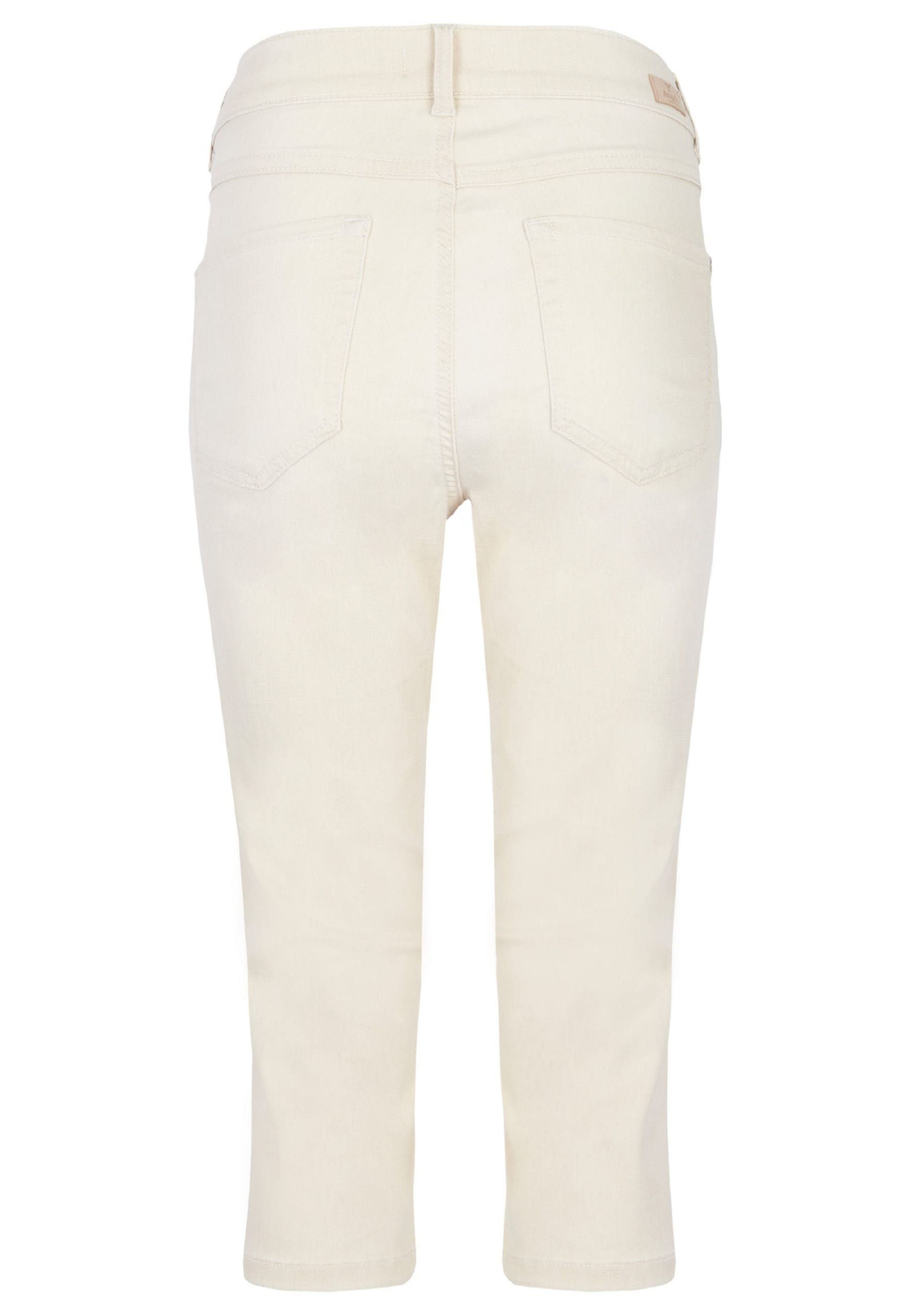 ANGELS Slim-fit-Jeans Jeans Anacapri mit Denim Super used light Stretch mit beige Label-Applikationen