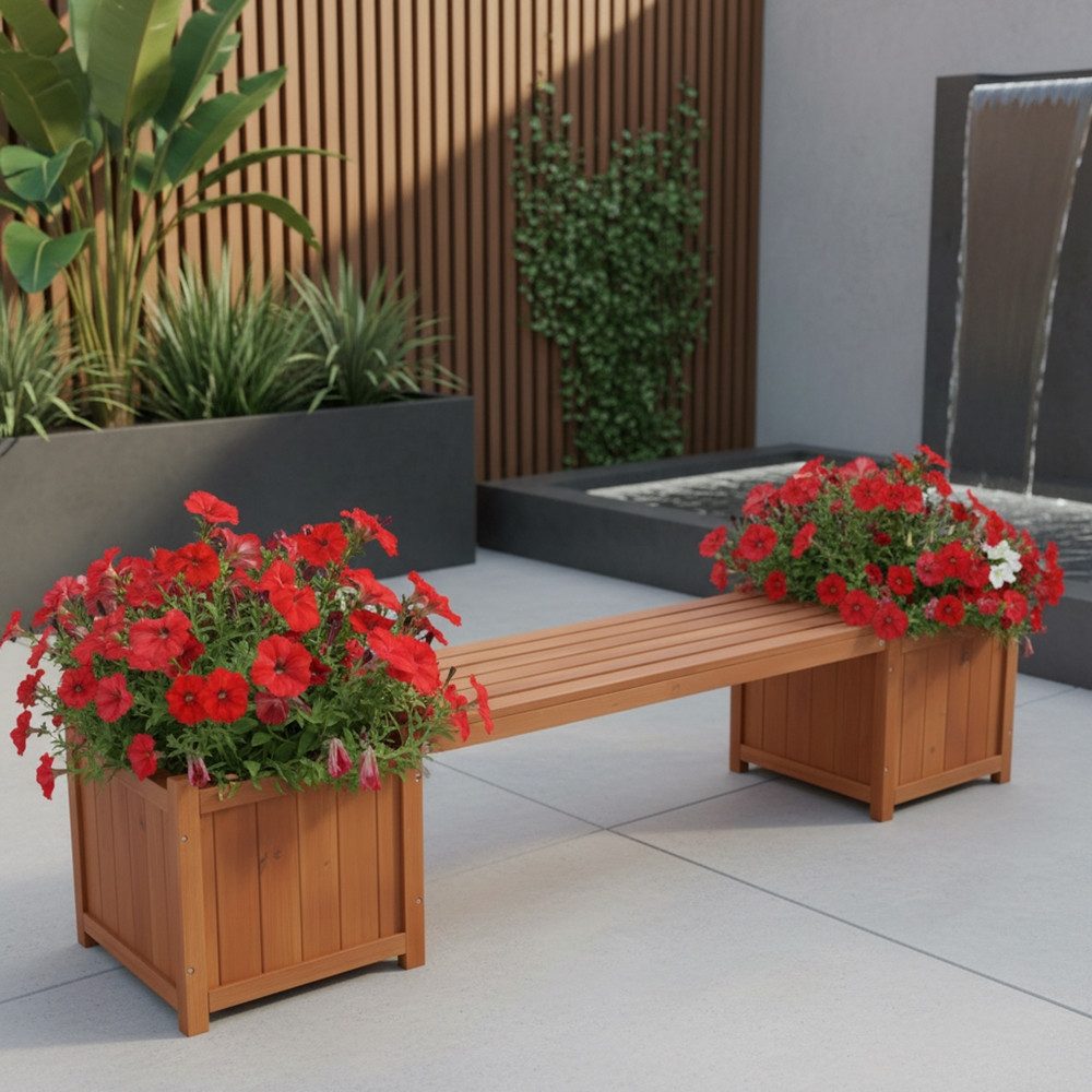 Melko Gartenbank Gartenbank Sitzbank mit 2 Blumenkästen Holz (Stück, Einzelartikel), Imprägniert