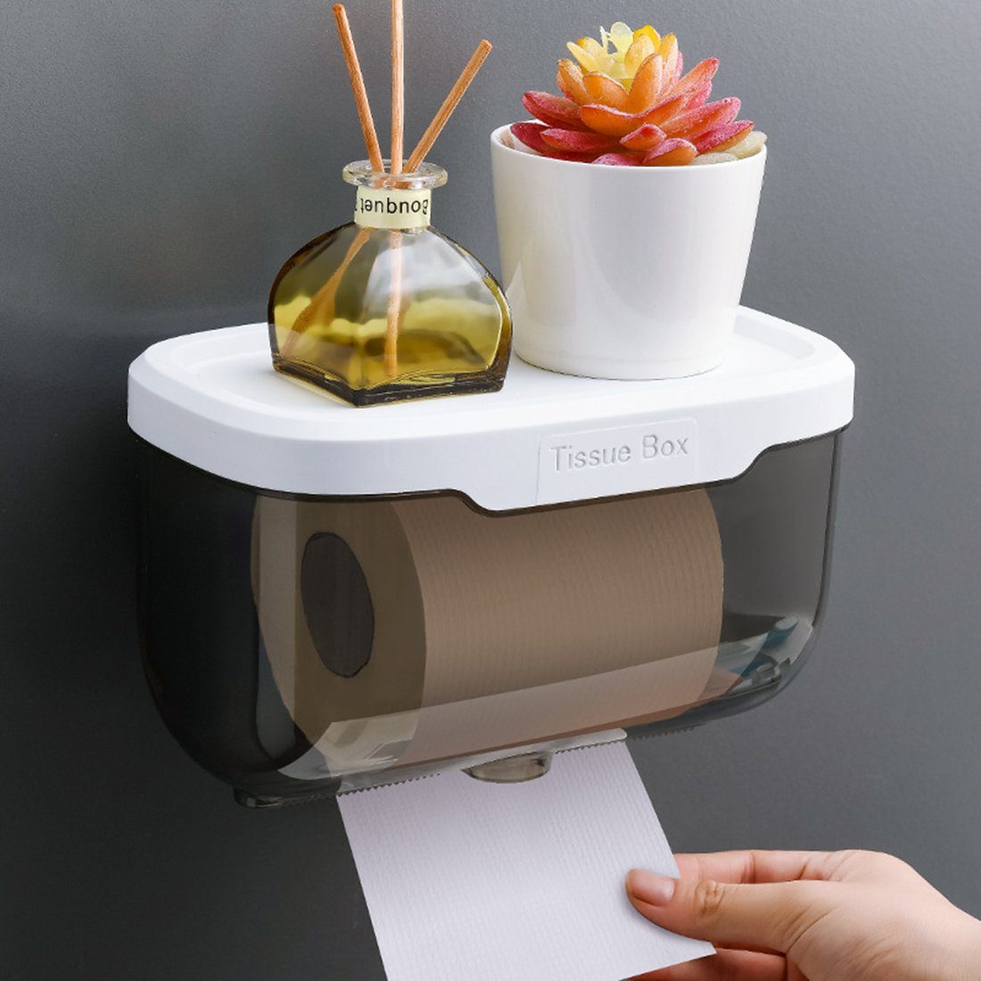 Haiaveng Toilettenpapierhalter Toilettenpapierhalter,Wandmontierte Tissue-Box,Duschablage, ohne Bohren, Papierhalter Klopapierhalter