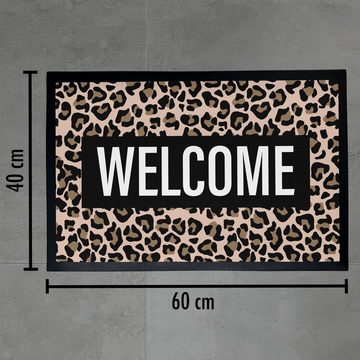 Fußmatte Welcome Fußmatte Leopard Muster Willkommen Geschenk Außen Innenbereich, Trendation