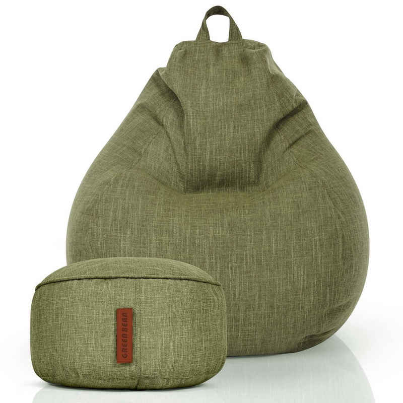 Green Bean Sitzsack »Home-Linen«, Indoor Riesensitzsack und Pouf mit EPS-Perlen Füllung Kuschelig Weich Waschbar - Drinnen Stoff Bodenkissen Liegekissen Sitzkissen Lounge