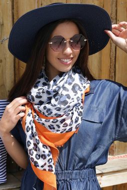 styleBREAKER Modeschal, (1-St), Schal mit Leoparden Print und farbigem Streifen