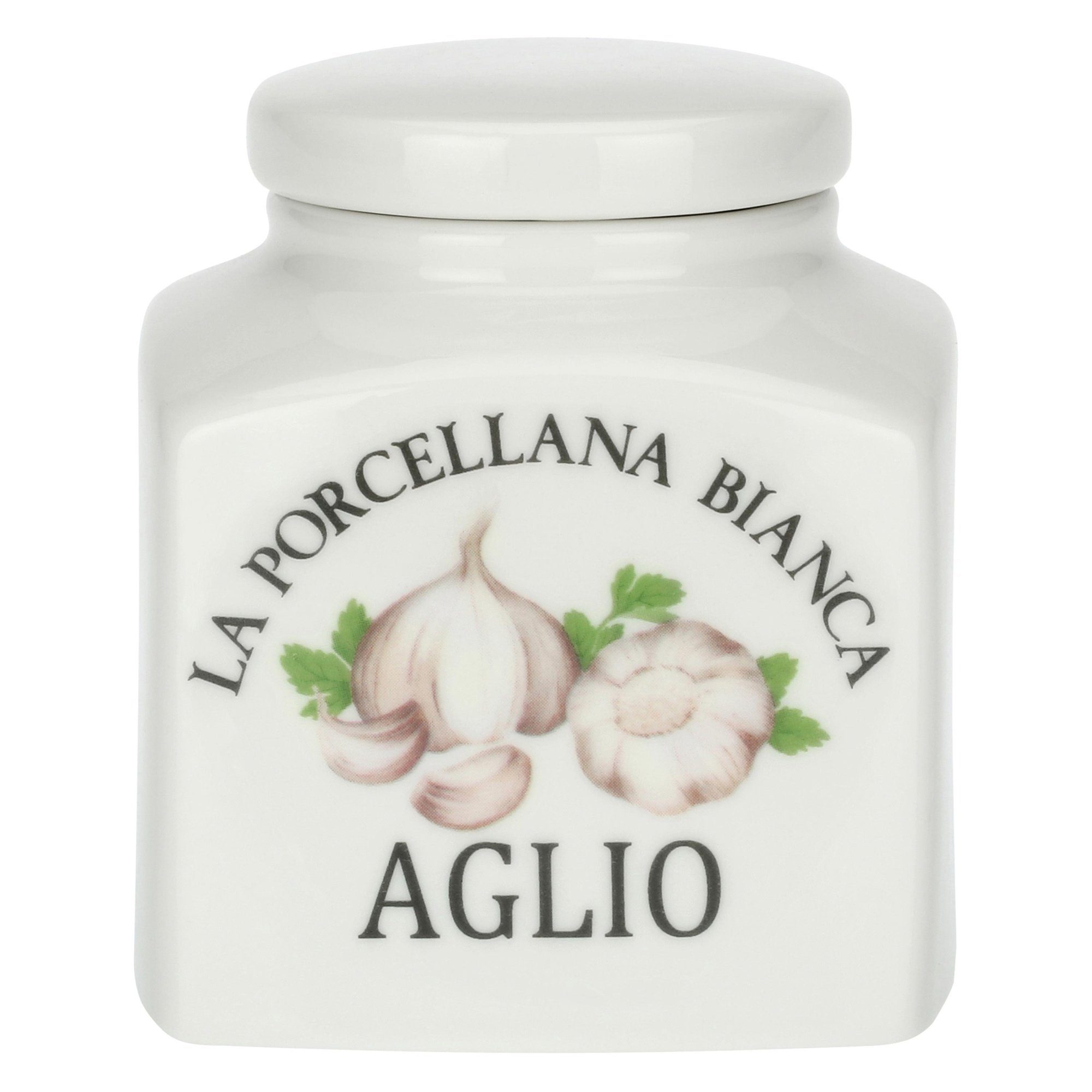 La Porcellana Bianca Vorratsdose Vorratstopf Knoblauch dekorative Aufbewahrung Knoblauchdose 500ml, Porzellan, (3-tlg)