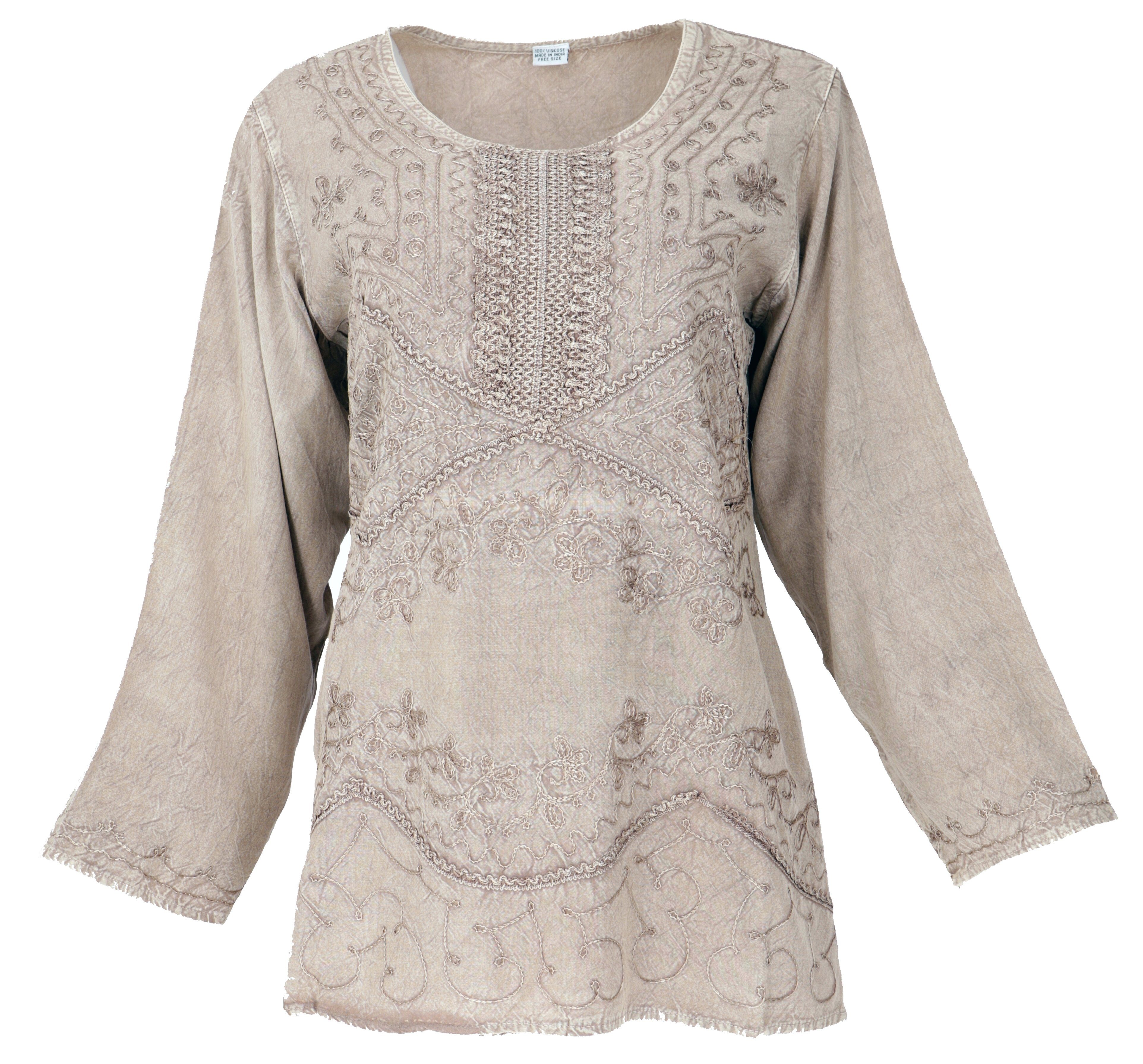 Guru-Shop Longbluse Bestickte indische Hippie Langarm günstig online kaufen