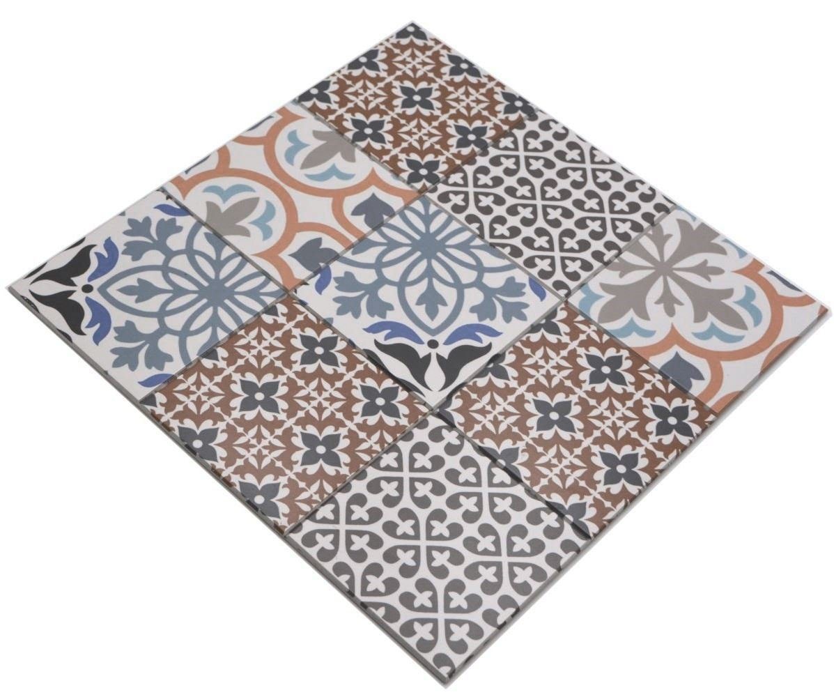 Mosani Mosaikfliesen Keramikmosaik Mosaikfliesen creme orange Matten / matt blau grau 10