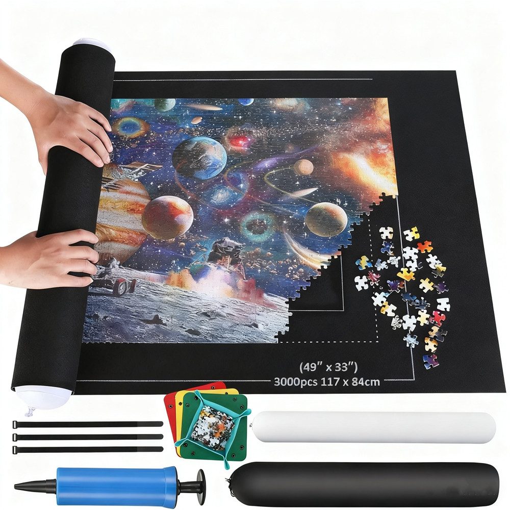 AKKEE Puzzleunterlage 1500/3000 Teile,Tragbare Puzzles Matte, Puzzlematte Rolle Aufblasbar, (3000-tlg), Filzmaterial