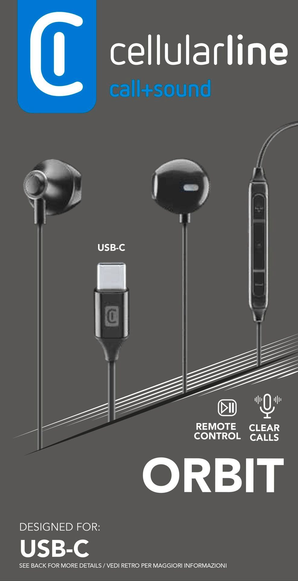 USB-C Kopfhörer mit In-Ear-Kopfhörer Mikrofon Cellularline